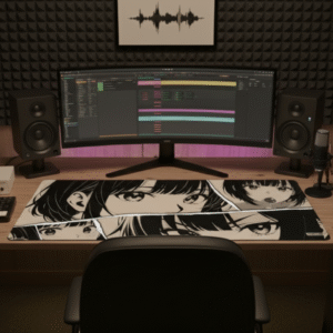 MANGA EYES | Extended Anime Gaming Desk Mat | Aesthetic Waifu Mousepad