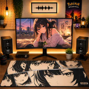 MANGA EYES | Extended Anime Gaming Desk Mat | Aesthetic Waifu Mousepad