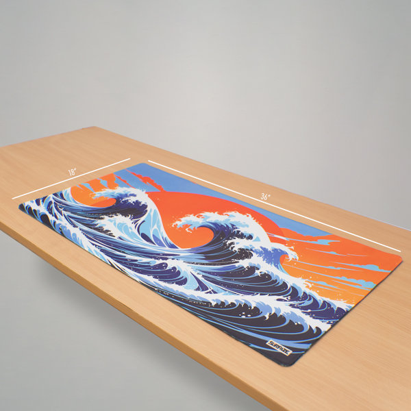 CRIMSON WAVE | Abstract Japanese Desk Mat | Extended Gaming Mouse pad - Image 2