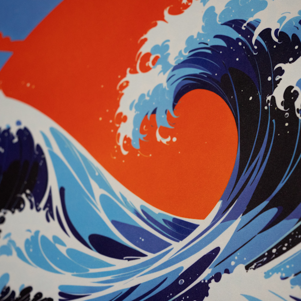 CRIMSON WAVE | Abstract Japanese Desk Mat | Extended Gaming Mouse pad - Image 4