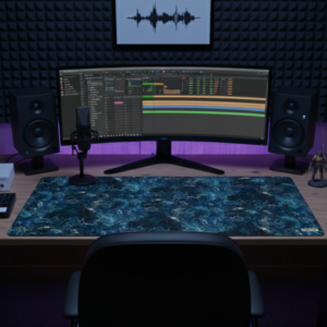 Oceanic Void | Deep Blue & Teal Marble Desk Mat | 36"x18" | SURFAZE Exclusive