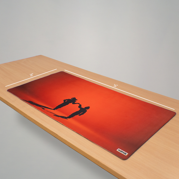 WARRIOR RIVALRY | Minimalist Silhouette Combatants Desk Mat | 36"x18" | Vivid Orange. - Image 2