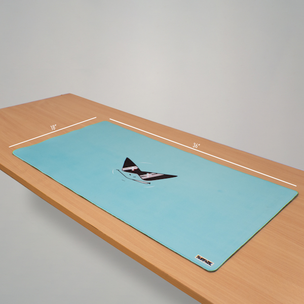 SQUAD LEADER | Minimalist Anime Character Desk Mat | 36"x18" | Cool Teal - Image 2