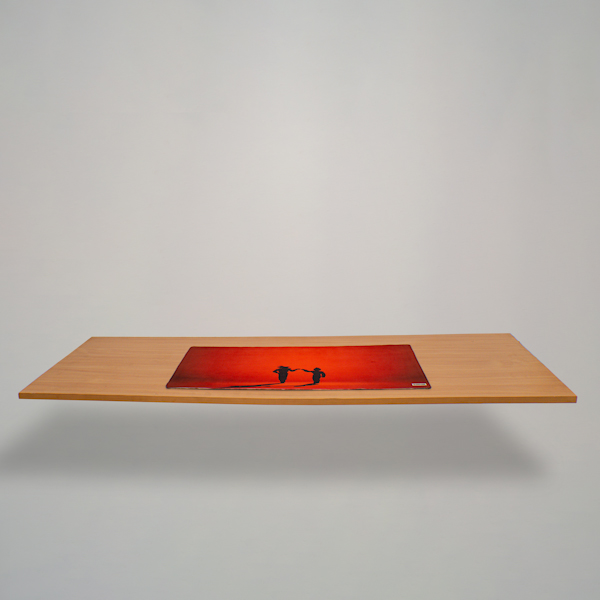 WARRIOR RIVALRY | Minimalist Silhouette Combatants Desk Mat | 36"x18" | Vivid Orange. - Image 4
